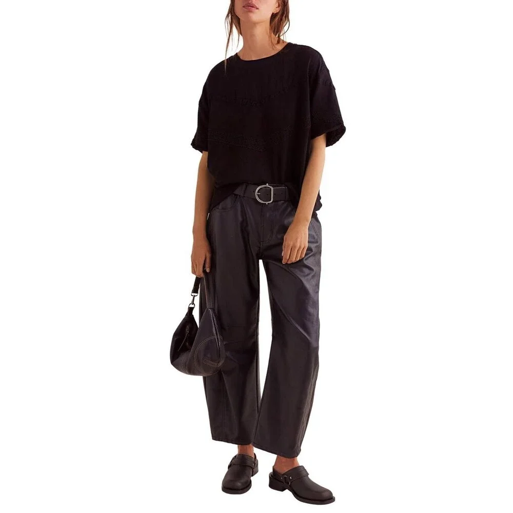 We The Free by Free People Striped Oversized Tee – Black – Size XS – NWT – $98 - Picture 1 of 7